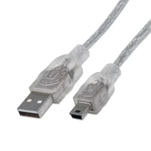 CABLE USB V2.0 MANHATTAN A-MINI B 1.8M PLATA 333412
