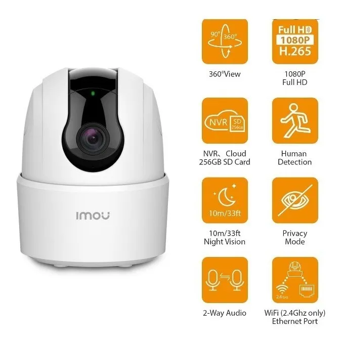 IMOU Cámara IP Domo Ranger 2C 2MP IPC-TA22CN-B Motorizado Wifi de 2 MP con Micrófono & Bocina Integrada Modo Privacidad Detección de Humanos y Sirena - Imagen 2